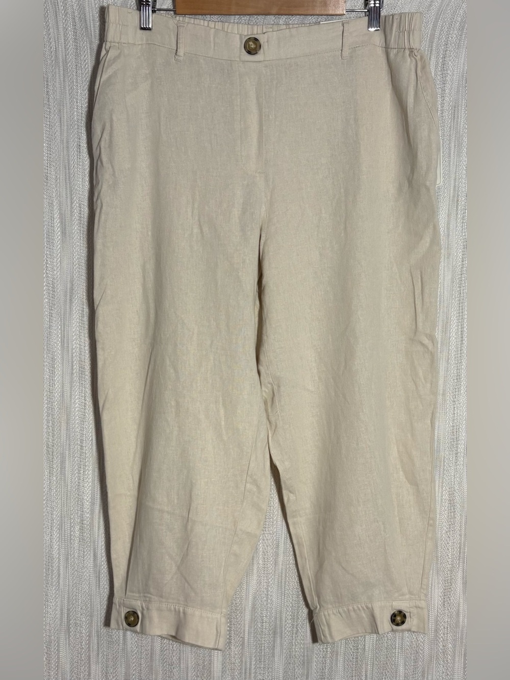 Jules & Leopold Beige Barrel Leg Capri Linen Blend